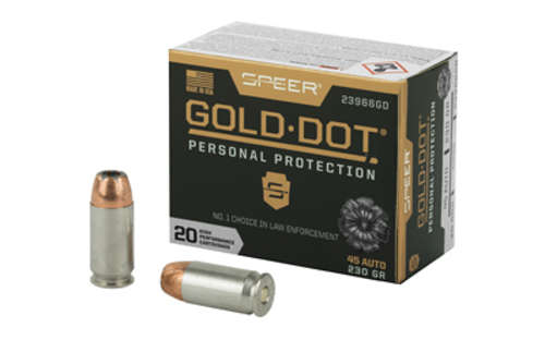 Ammunition Speer Ammunition Speer Gold Dot 45ACP SPR GOLD DOT 45ACP 230GR HP 20/200 • Model: Speer Gold Dot